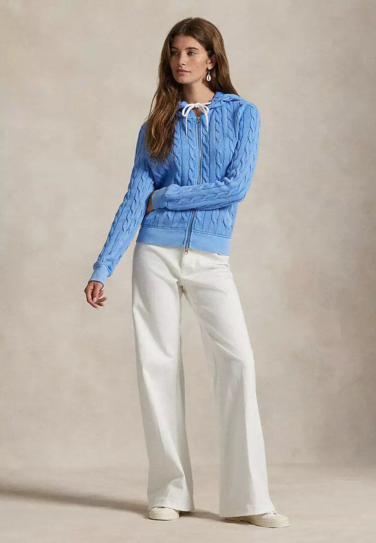 Cable-Knit Cotton Full-Zip Hoodie