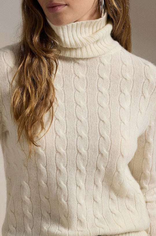 Cable-Knit Wool-Cashmere Roll-Neck Jumper
